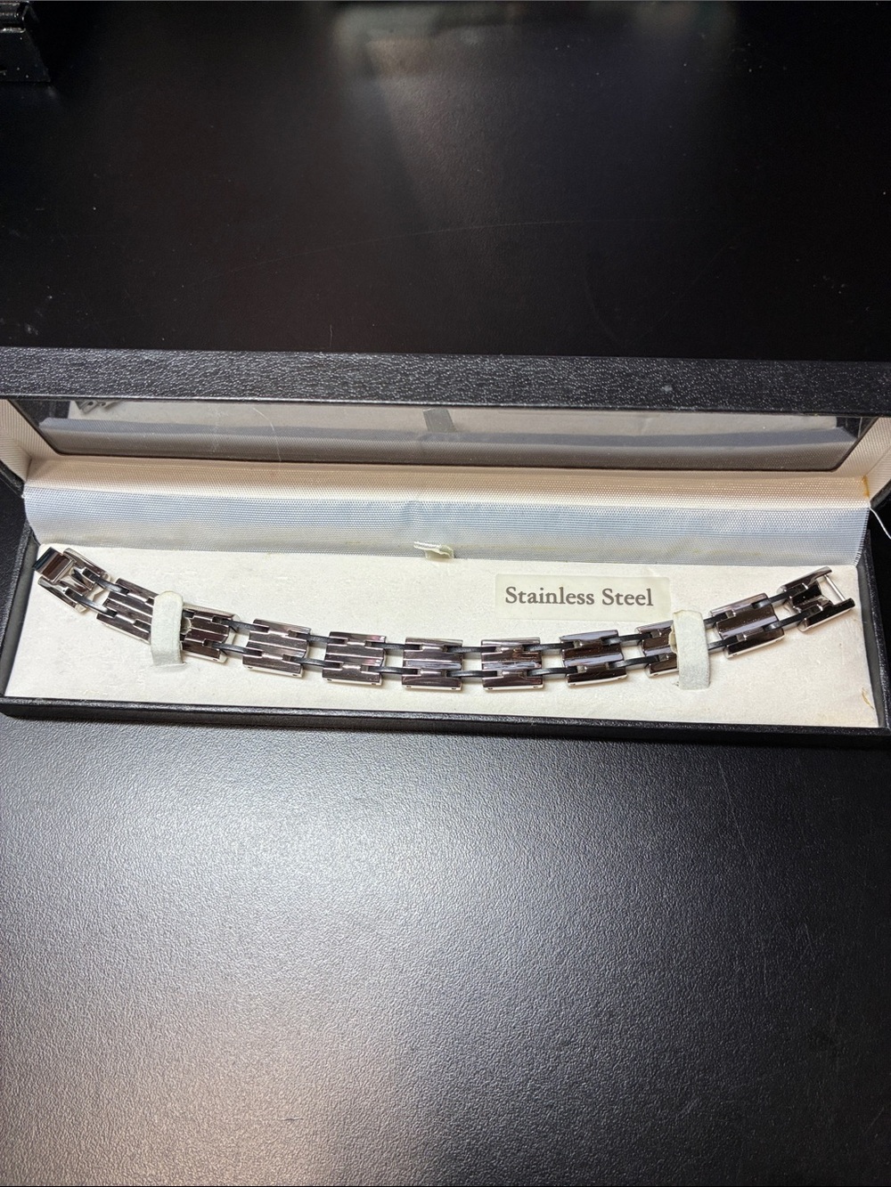 Stainless Steel and black Men's Link vintage Bracelet